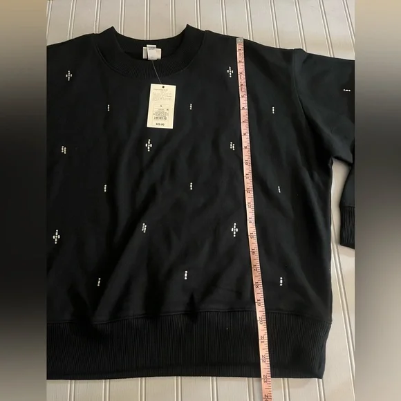 A New Day Long Sleeve Embellished Sweatshirt Womens Large Black Relaxed Fit NWT - Picture 9 of 10